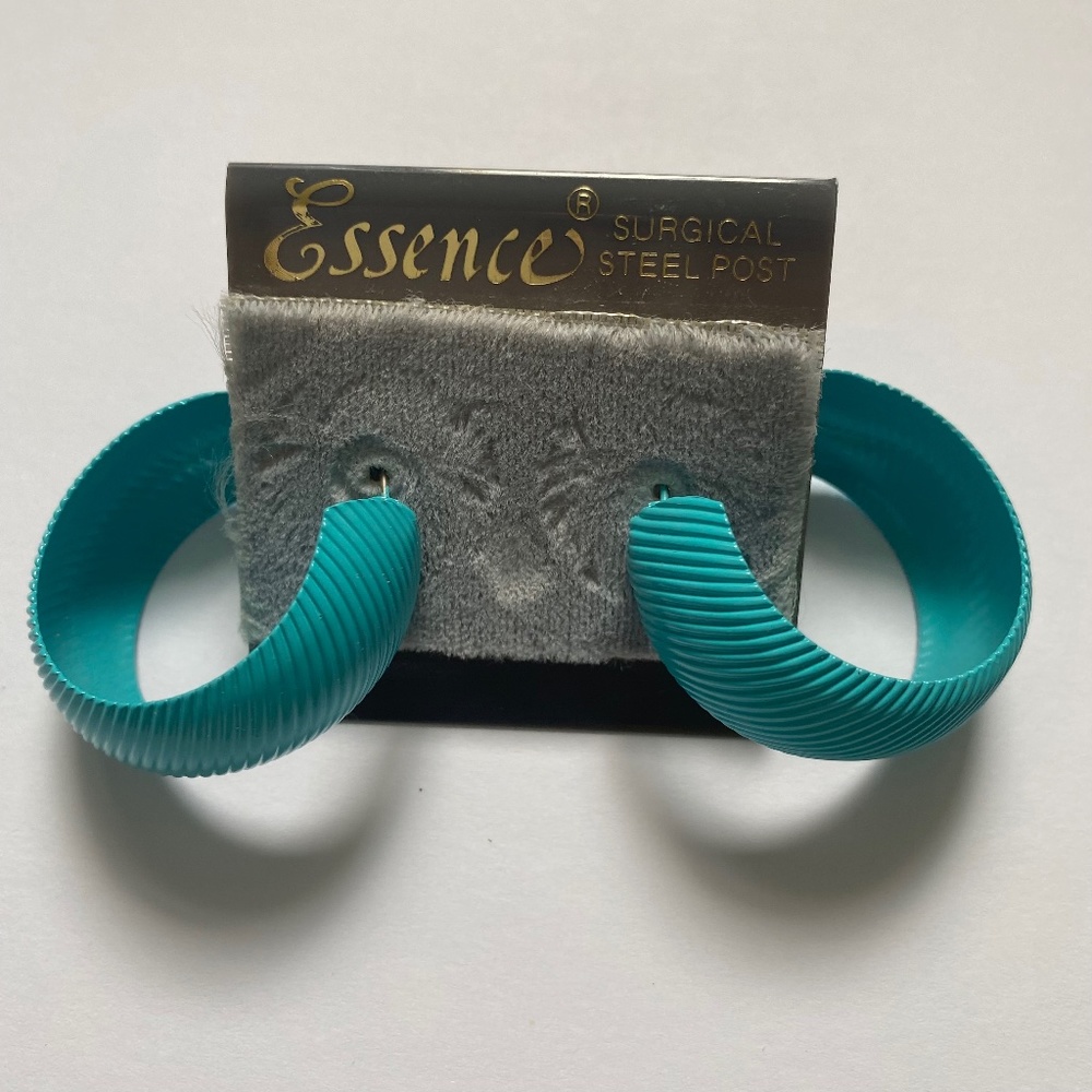 Turquoise Medium Plastic Hoops Earrings